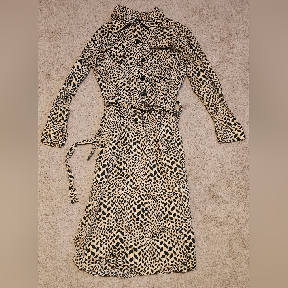 Who What Wear Knee Length Leopard Print Pinup Style Dress